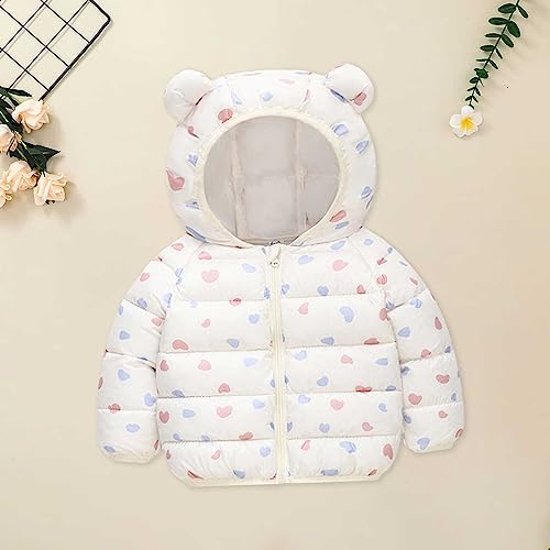 Toddler Girls Boys Cartoon Bear Ears Hooded Jackets Long Sleeve Down Coat Zipper Outerwear for 1~6 Years3