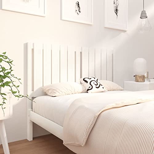 JUNZAI Cabecero de Cama, Cabezal De Cama, Cabeceros Moderno, Cabeceira Cama, Cabecero Y Mesitas, Mesilla De Noche, Madera Maciza de Pino Blanco 125,5x4x100 cm