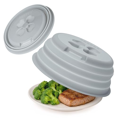 haakaa Collapsible Silicone Microwave Splatter Cover for Food 11.5 Inch Vented Microwave Plate Cover with Easy-Lift Grip Dishwasher Safe Heat Resistant