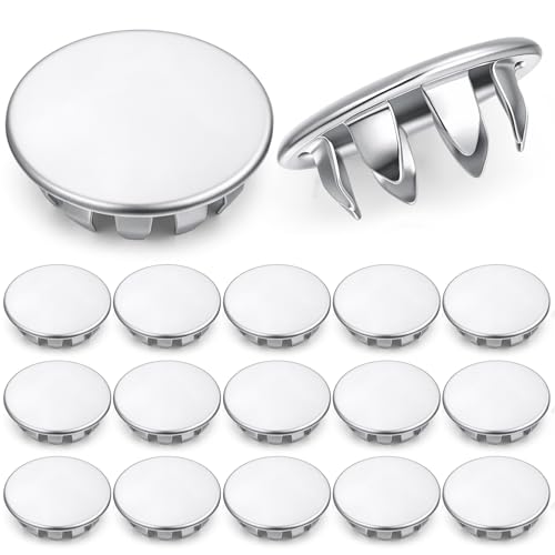 Image of Hicarer 15 Pack Fit 5 /8 inch(15.9mm) Hole Metal Hole Plugs, Nickel-Plated Steel Snap-in Cover for Exposed Holes, Electrical Box Knockout Plugs, No Welding Required for Sinks, Furniture, Automotive