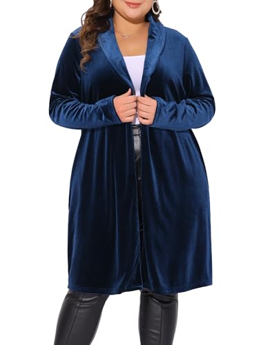 Agnes Orinda Plus Size Velvet Blazers Jackets for Women Casual Lapel Suit Office Work Blazer2