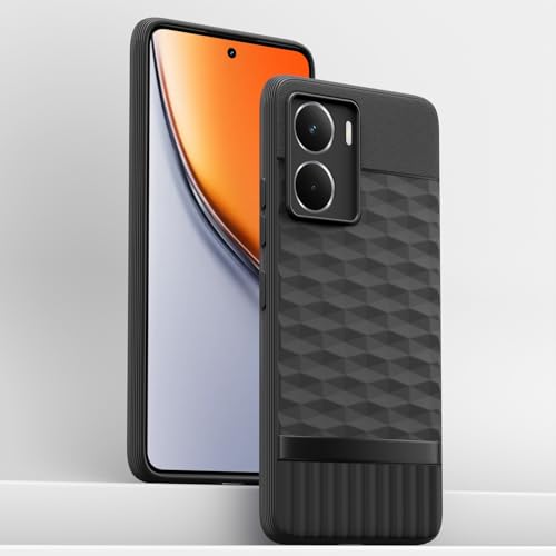 Image of Pikkme Back Cover for Realme P3 5G Camera Protection 3D Hexa Cube Design Silicone Protective Bumper Case (Black)