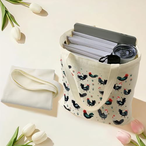 Bolso tote de lona LIAODUNUS con gráficos de animales para mujeres, bolsa de algodón para compras y trabajo miniatura 5