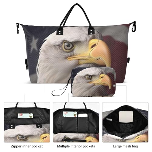 Large Travel Duffel Bag, Bald Animal American Sports Tote Gym Bag, Shoulder Weekender Overnight Bag for Women Men, Carry On Luggage with Toiletry Bag2