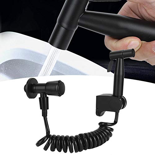 Nivvity Pulvérisateur de Bidet de Salle de Bains, pulvérisateur de Bidet de Toilette G1 / 2 Ensemble de pulvérisateur de Bidet de Fil d'acier Inoxydable pour Le Style de B de Noir de toilett