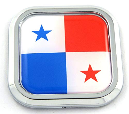 Image of Panama Flag Square Chrome Rim Emblem Car 3D Decal Badge Hood Bumper Sticker 2 inch