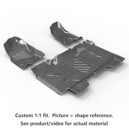 Image of Carbon Fiber Pattern Floor Mats for Dodge Ram 1500 2019-2024 | 4Door,without Rear Under-Seat Storage,Full Coverage TPV Mats,All Weather,Anti-Slip,Waterproof Auto Mats Full Set,Silver Black