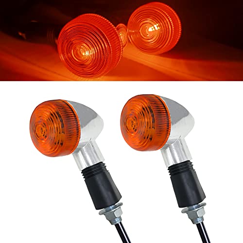 VRWEARE Universal 2pcs Motorcycle Turn Signals Chrome Bullet Front Rear Lights Compatible with Harley Honda Suzuki Yamaha Kawasaki Motorcycle Cruiser Bobber Chopper
