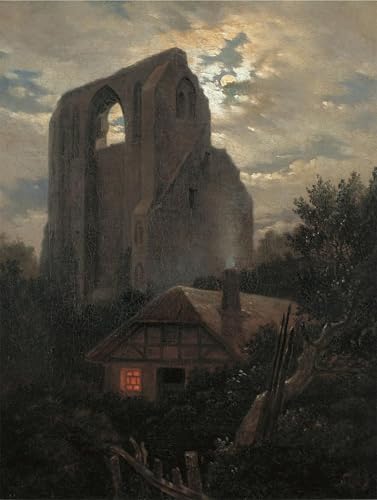Tableau Ruines du monastère d'Eldena, affiche d'art romantique de Carl Gustav Carus 60x90cm