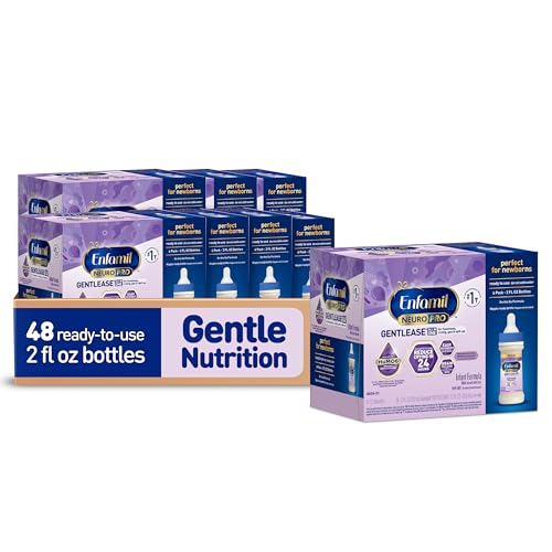 Image of Enfamil NeuroPro Gentlease Ready-to-Feed with Smaller Proteins for Easy Digestion, Brain Supporting DHA, Prebiotic, HuMO6* Blend, Baby Formula for easing Fussiness, Crying, Gas, Spit-up in 24hrs, 2 Fl Oz, 6 Count (Pack of 8)