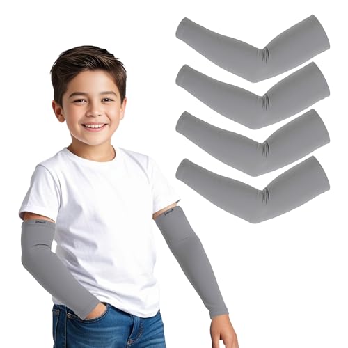 Image of Kids Arm Sleeves - Protective Arm Covers for Boys & Girls, Ages 5-13, UV Sun Protection, Perfect for Sports, Cycling, Running, and Outdoor Activities