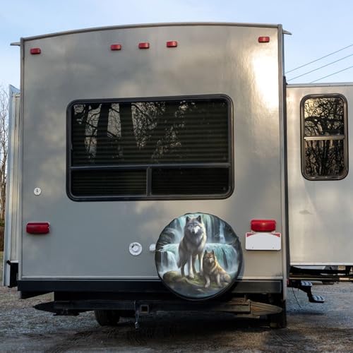 Image of 3D Printed Wolf Spare Tire Cover Dust-Proof Wheel Tire Cover Fit Trailer, RV, SUV and Many Vehicle 14 Inch