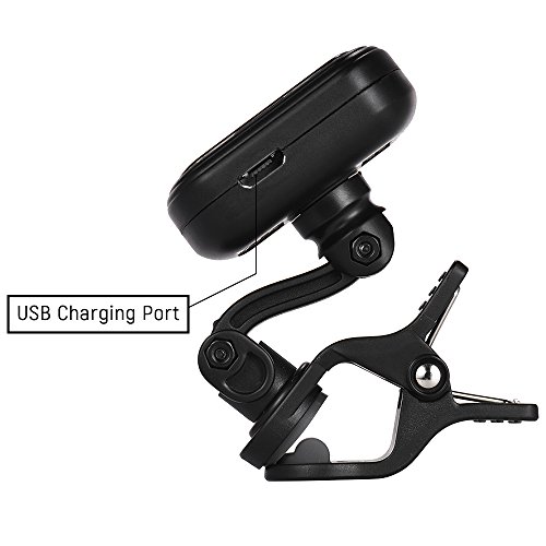 AT-105 Recarregável Clip-on Tuner Color Screen Bateria Embutida para Guitarra Cromática Baixo Ukulel