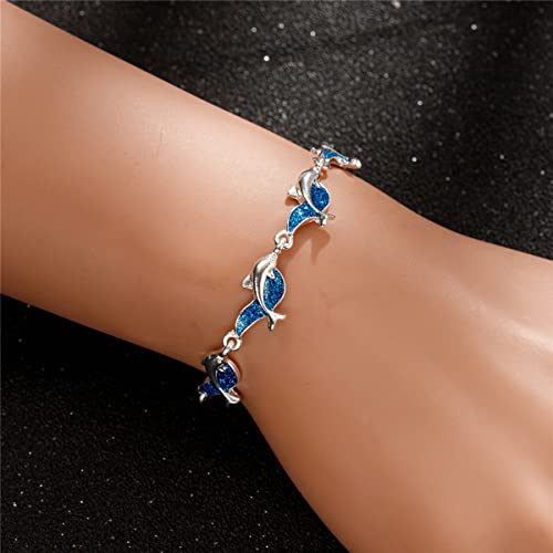Dolphin Bracelet, Women Fashion Dolphin Charm Chain Bangle Party Ocean Jewelry Gift4