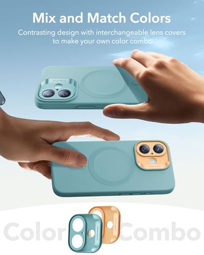 Image of ESR for iPhone16 Plus Case with MagSafe, Supports Magnetic Charging, Smooth & Slim Silicone Case, Shockproof, Full Screen and Camera Protection, Soft Microfiber Lining,Teal