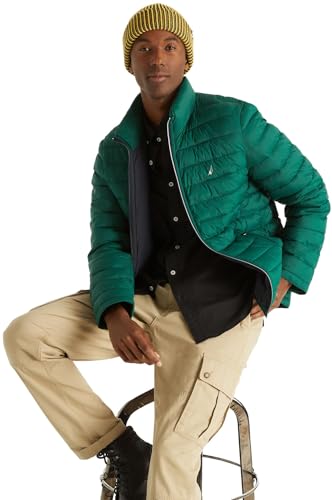 Image of Nautica Men's Reversible Quilted Puffer Jacket -Midweight Mechanical Stretch Winter Coat