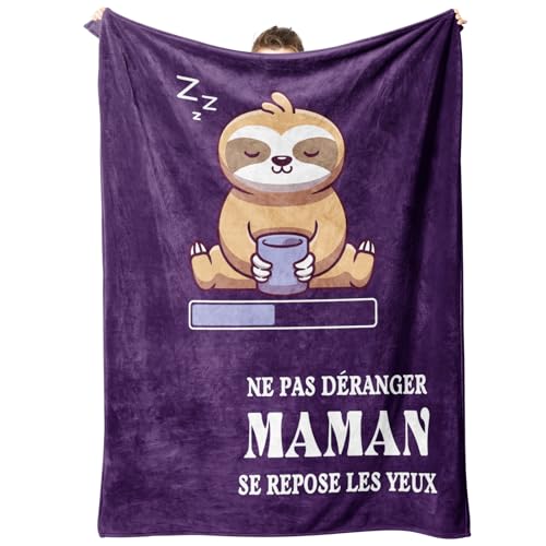 Niyewsor Cadeau Fete des Meres, Cadeau Anniversaire Maman, Plaid Couverture Polaire Cadeau pour Maman, Fête des Mères et de Noël 62 * 52in (Pourpre)