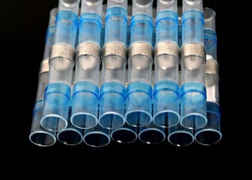 100 Pcs Solder Sleeve Heat Shrink Wire Connectors – Crimp Terminals 600V, 3:1 Ratio - Blue