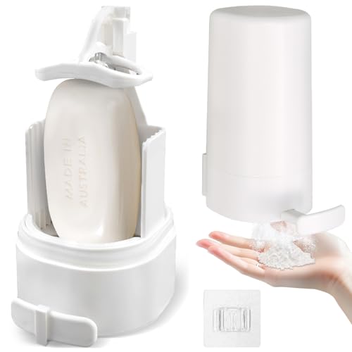 Bar Soap Grinder Dispenser zxbaers Upgrade Soap Grater Dispenser with Built-in Blade No Drilling Waterproof Bar Soap Shaver Dispenser for Bathroom and Kitchen Wall-Mounted