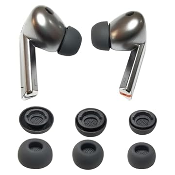 Luckvan Pontas auriculares de silicone para Samsung Galaxy Buds3 Pro pontas de substituição para fones de ouvido Galaxy Buds 3 Pro pontas auriculares compatíveis com a capa, cinza, 3 pares