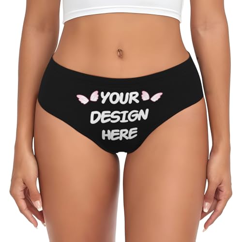 Custom Underwear for Women with Your Photo Text Logo, Personalized Design Sexy Panties, Funny...