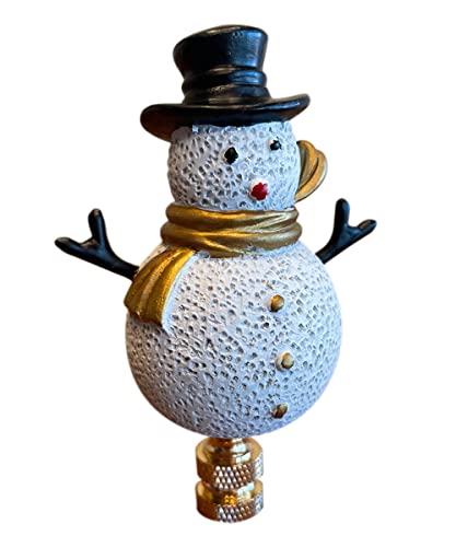 Image of 4 inchH Silver and Gold Christmas Snowman Lamp Finial