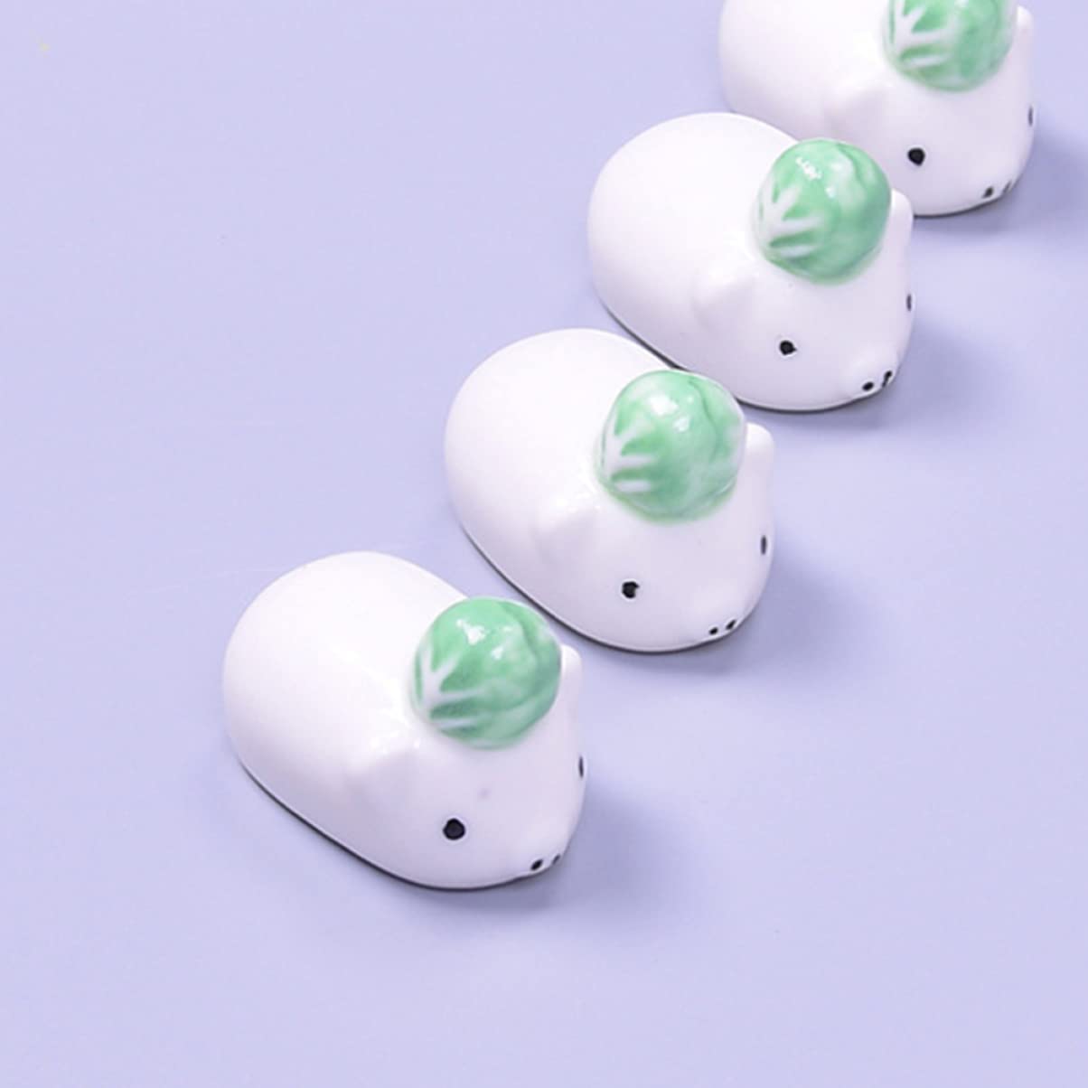 Générique Support de Baguettes 8 pièces Support Blanc Forme Baguettes de ménage + Style Japonais Support Radis Baguettes Conception cuillère Fourchette Verte Cochon Repose-Baguettes en céramique