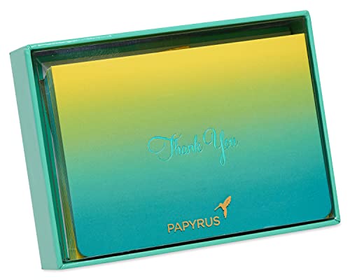 Image of Papyrus Thank You Cards with Envelopes, Teal Ombre (16-Count)