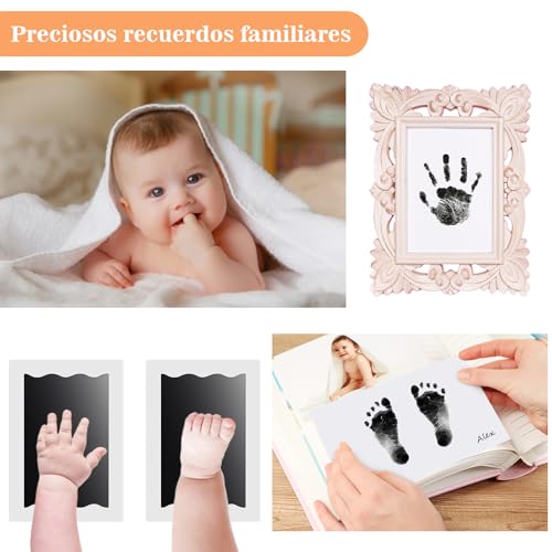 6 pcs Fußabdruck Baby Nabance Handabdruck Baby Clean Touch Pfotenabdruck set Hund Baby Fussabdruck Set Fußabdrücke Baby kommt nicht mit Farbe in Berührung für Baby Shower Familie Geschenk 0-6 Monate