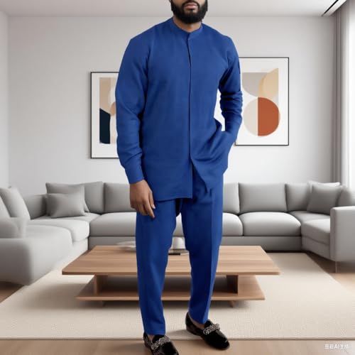African Suits for Men Dashiki Shirt Pants 2 Piece Set Outfit Nigerian Attire Clothes Wedding Clothing2