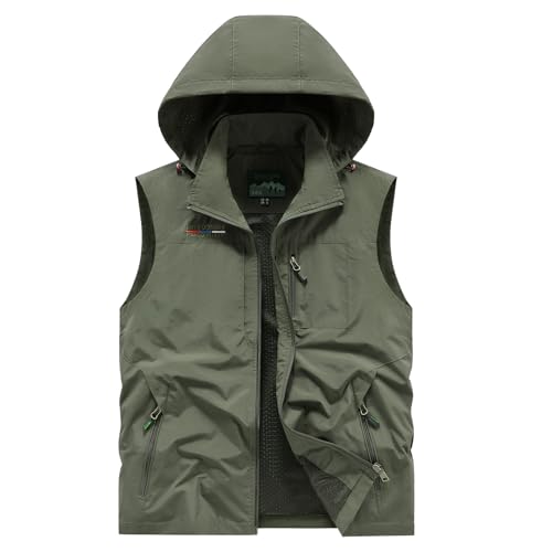 Image of Lightweight Outdoor Vest Jacket for Men, Windbreaker for Golf, Safari, Travel, Fishing, Hiking