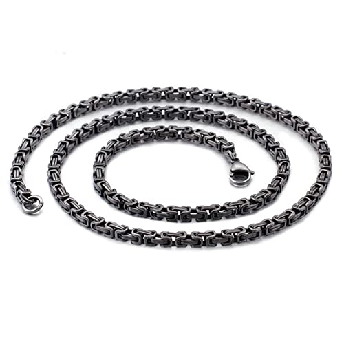 Collier maille royale en acier inoxydable noir pour homme style moto punk