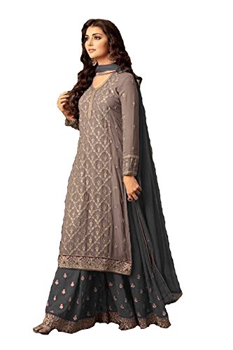 Delisa Indian/Pakistani Ethnic wear Georgette Plaazosharara for Womens sharara Dress Indian Women (M-40, Grey)