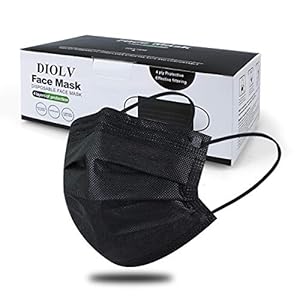 DIOLV 50 Stück Einwegmasken Erwachsene 4-lagige Atmungsaktive Nasen und Mundschutzmaske Dehnbare Elastische Ohrschlaufen Schwarz