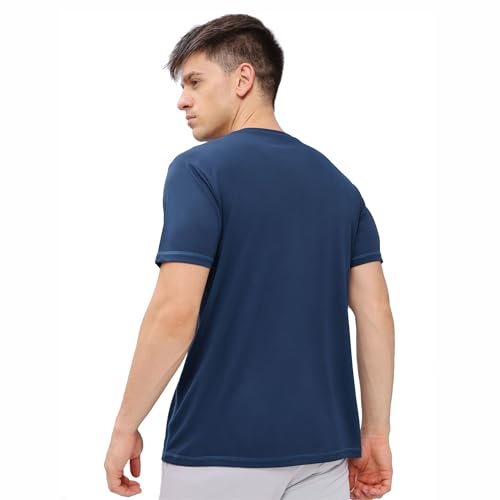 Image of TECHNOSPORT Men's Slim Fit Polyester Activewear Sports T-Shirt with Moisture-Wicking Comfort for Workout, Running & Gym