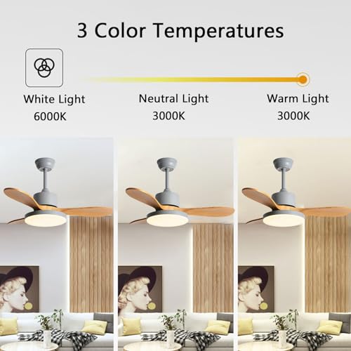 Ventilateur de plafond avec télécommande et LED 60W pour salon