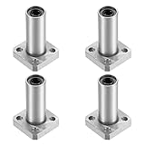 HiPicco Linear Ball Bearings, LMK6LUU 6mm Square Flange Linear Motion Bushing Double Side Rubber Sealed for 6mm Linear Shaft CNC Machine 3D Printer 4 Pack