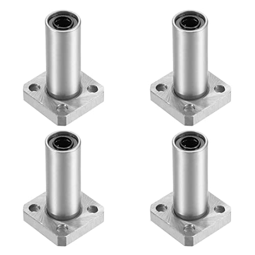 HiPicco Linear Ball Bearings, LMK6LUU 6mm Square Flange Linear Motion Bushing Double Side Rubber Sealed for 6mm Linear Shaft CNC Machine 3D Printer 4 Pack