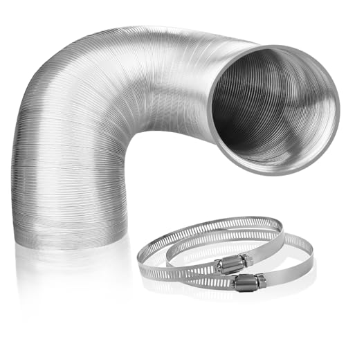 Exhaust Hose, 170 mm x 1.5 m Ventilation Duct Made of Thickened Pure Aluminum + 2 Stainless Steel Hose Clamps for Extractor Hood