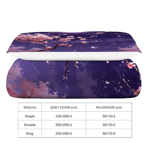 Housse de couette fleurs de cerisier parure de lit luxe microfibre