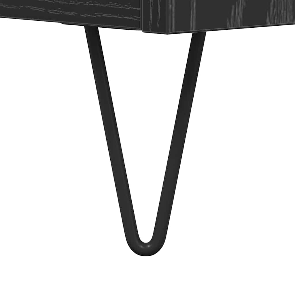 Armario para discos de vinilo negro efecto roble 121 x 38 x 48 cm con espacio de almacenamiento para sala de estar, medios, TV, alta fidelidad, CD, DVD, gestión de cables, estantería