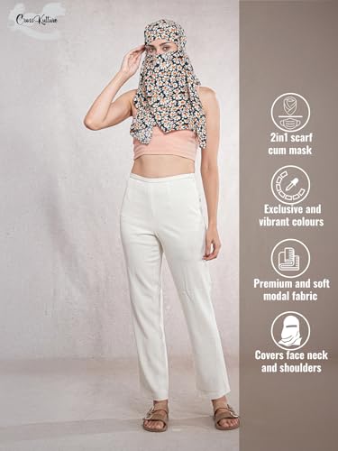 Image of Multipurpose Mask Cum Scarf for Women Cotton I Face Cover for Women I Sun Protection and Summer Wear Scarf