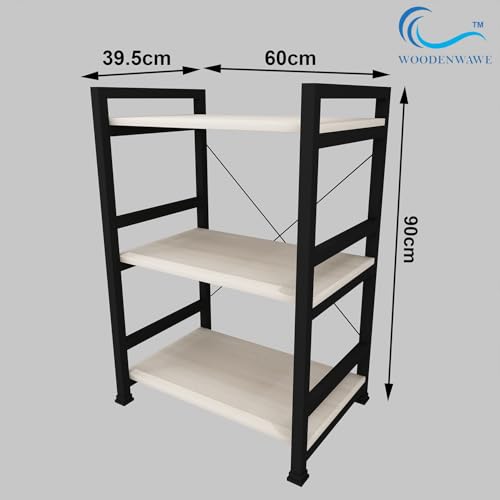 Image of WODENWAWE Multipurpose Microwave Oven, OTG Stand, Kitchen Storage Shelf, Microwave Oven Platform Rack, Top Color-Brown, Size-60x39.5x90CM (WW-12B) (White)