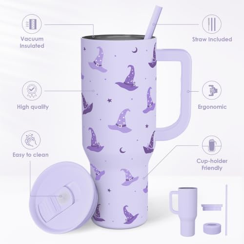 Image of Halloween Stainless Steel Slider Tumbler with Handle 40 Ounces with Lid, Travel Cup, Insulated Bottles for Girls Women