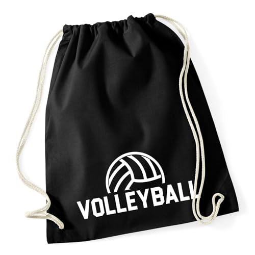 Huuraa Turnbeutel Volleyball Schriftzug Geschenk 12 Liter Black Baumwolle Volleyball Präsent