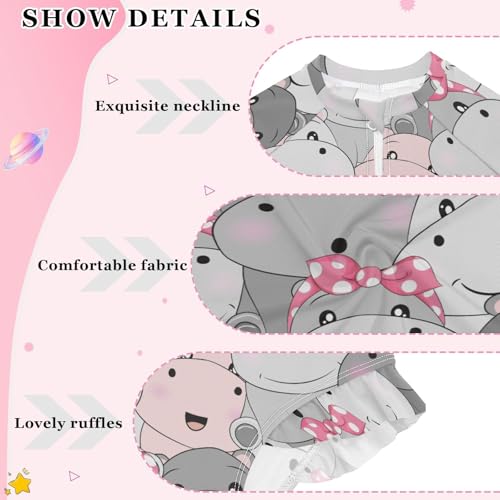 susiyo Cute Baby Hippo Girls Long Sleeve One Piece Swimsuits Rash Guard Bathing Suit UPF 50+ Zipper Girl Swimwear4