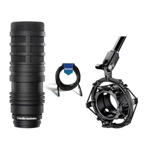 Audio-Technica BP40 Pro Large-Diaphragm Dynamic Broadcast Microphone - Bundle With Audio-Technica AT8484 Shockmount, 20' Heavy Duty 7mm Rubber XLR Microphone Cable