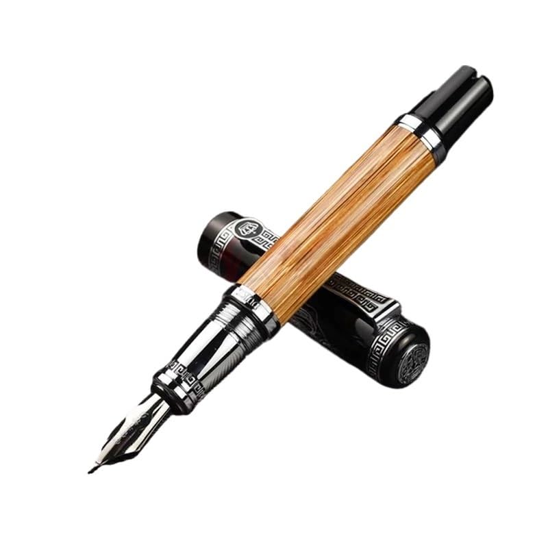 Stylo plume classique bambou INFRI pointe courbée calligraphie écriture relief 1,2mm