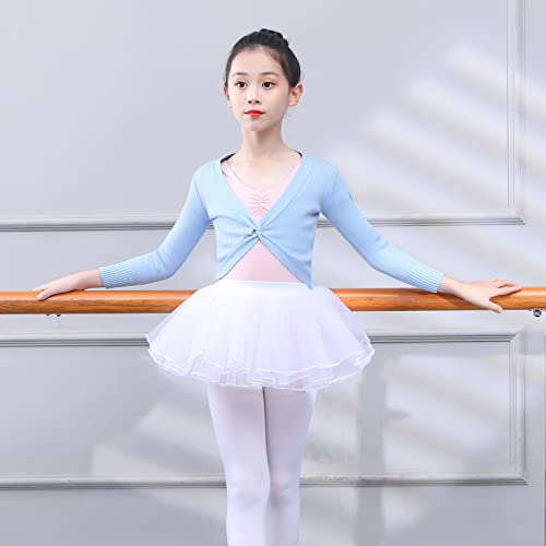 Girls Kids Long Sleeve Cardigan Shrug Toddler Knitted Knot Ballet Wrap Top Gymnastic Sweater Dance Dress Cover Up2