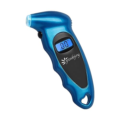 PINKJOY Digital Tire Pressure Gauge 150 PSI, 4 Settings, Tire Gauge for Car, Truck, Motorcycle, Bicycle with Backlit LCD and Non-Slip Grip (Blue)